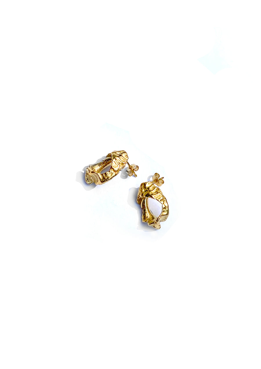 Small Textured Fragmented Shell Studs